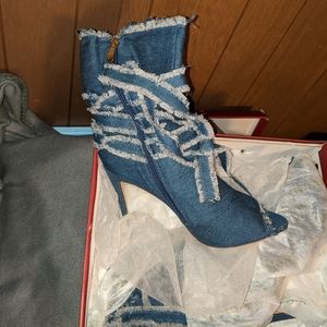 *New* Denim open toe bootie